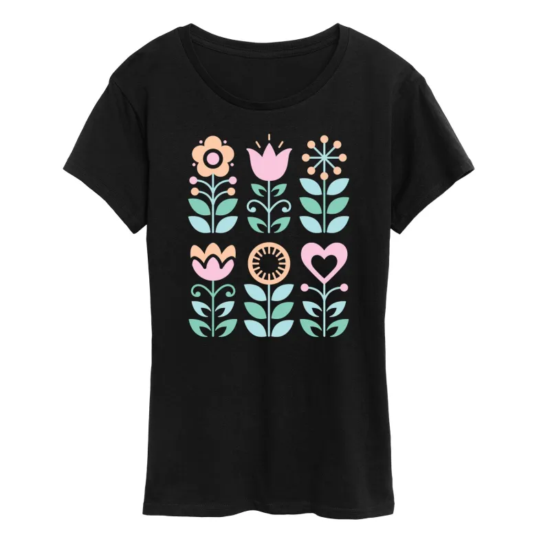 Instant Message - Scandinavian Flowers - Women's Short Sleeve Graphic T-Shirt sold by Zulily