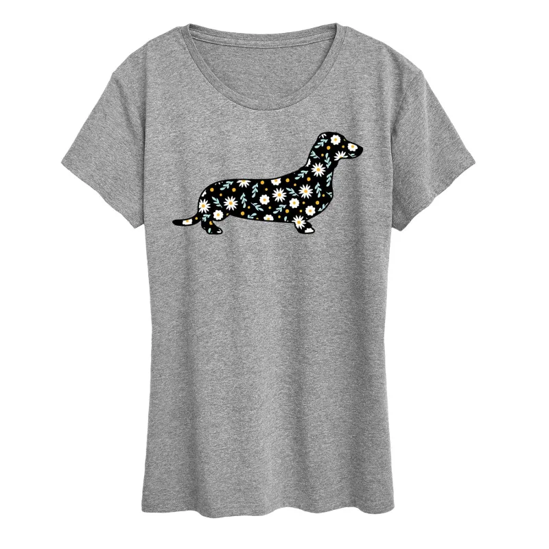 Instant Message - Daisy Fill Dachshund - Women's Short Sleeve Graphic T-Shirt made by Zulily