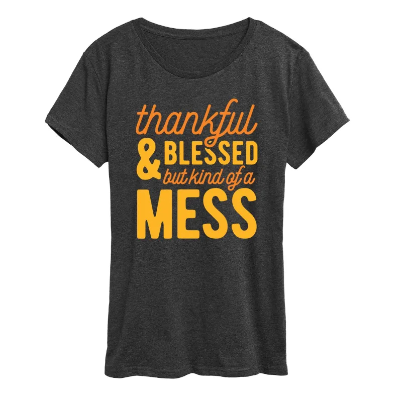 Instant Message - Thankful And Blessed - Women's Short Sleeve Graphic T-Shirt sold by Zulily
