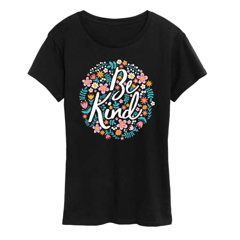 Instant Message - Be Kind Flowers - Women's Short Sleeve Graphic T-Shirt sold by Zulily