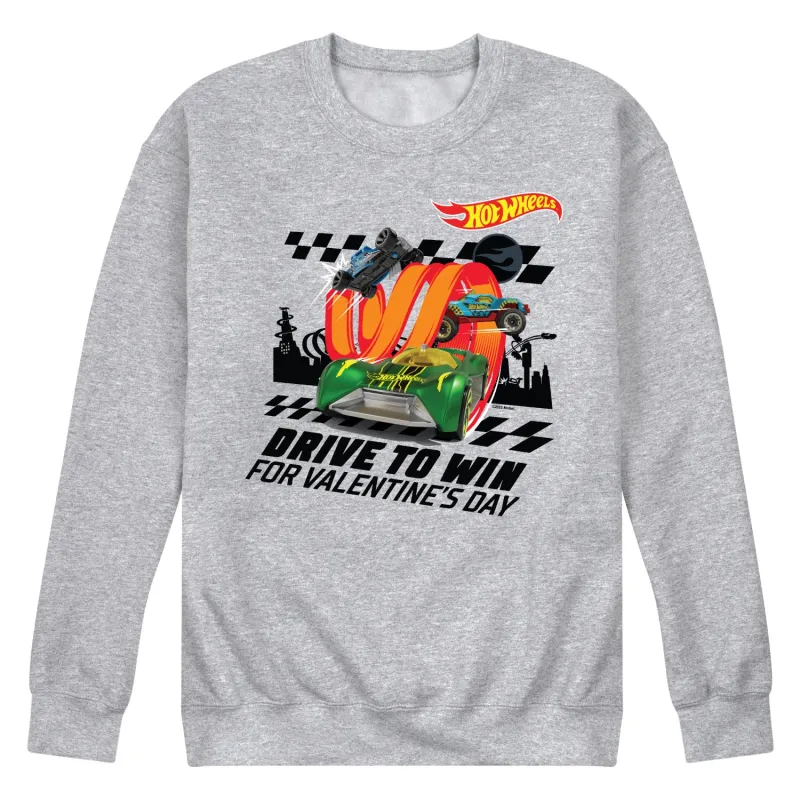 Hot Wheels - Valentine's Drive to Win - Men's Crew Neck Fleece Pullover sold by Zulily