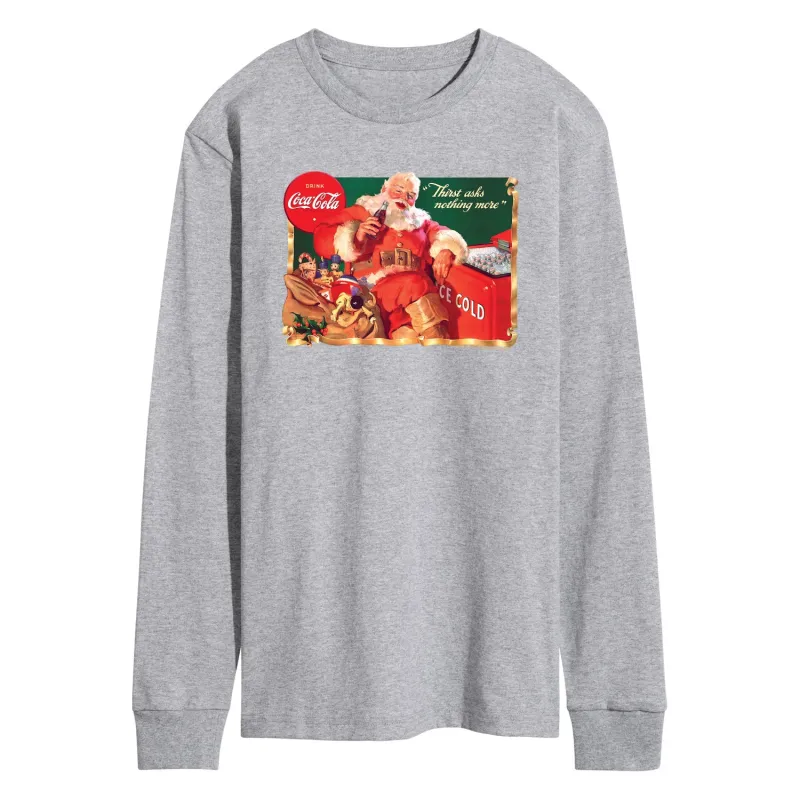 Coca-Cola - Santa at Coke Cooler - Men's Long Sleeve Graphic T-shirt made by Coca-Cola