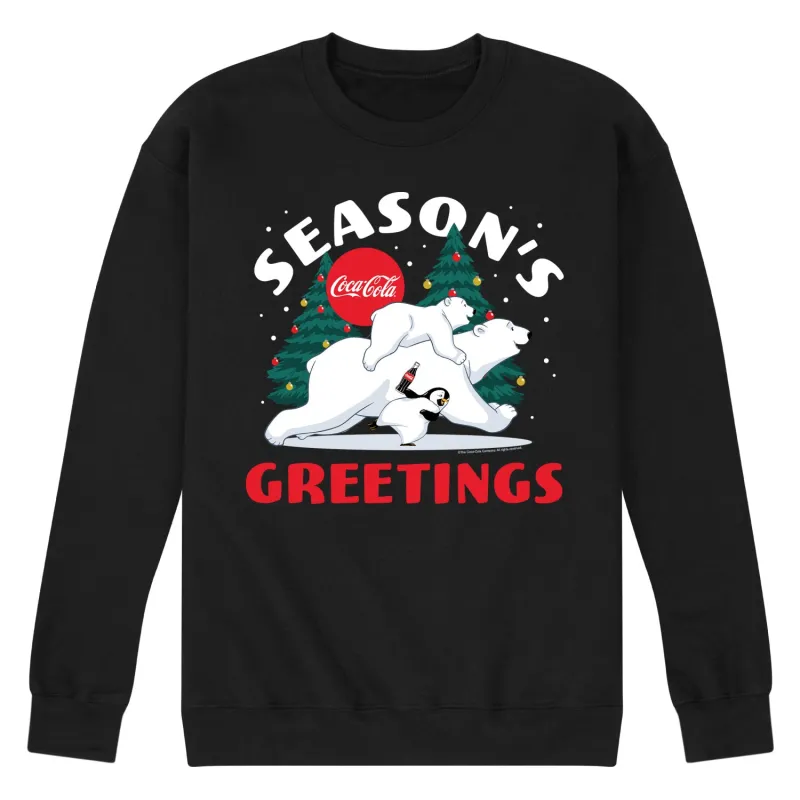 Coca-Cola - Season's Greetings Polar Bears - Men's Long Sleeve Crew Fleece Sweatshirt sold by Zulily