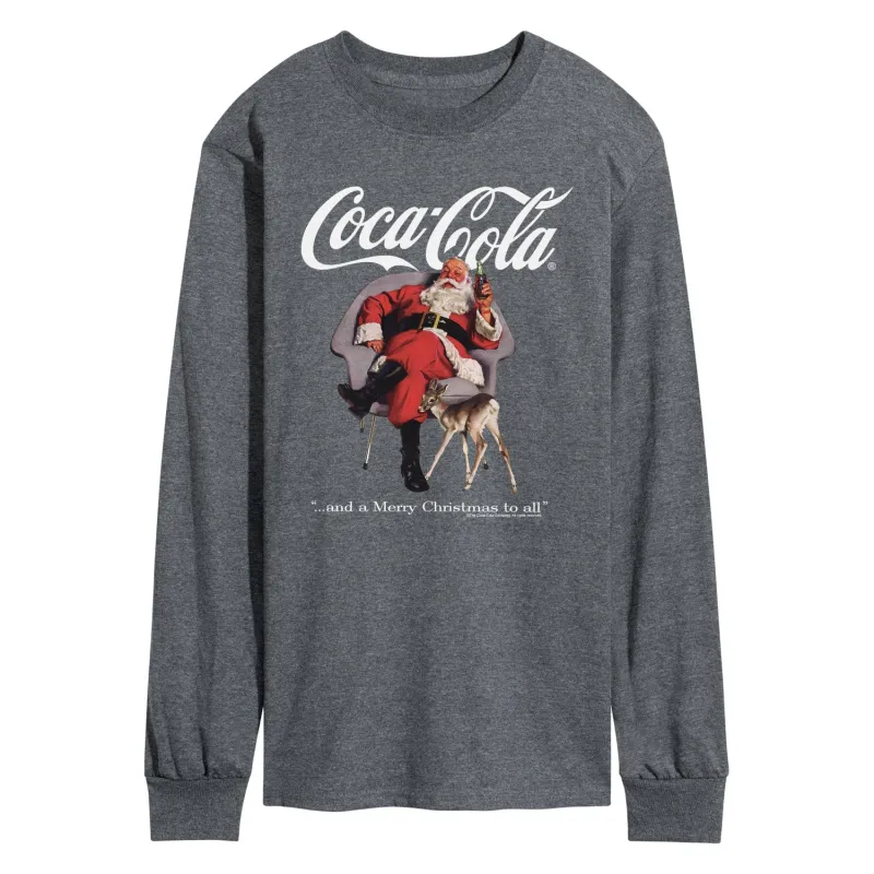 Coca-Cola - Sitting Santa - Men's Long Sleeve Graphic T-shirt made by Coca-Cola