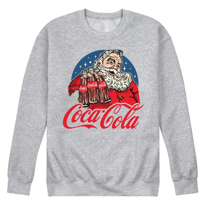 Coca-Cola - Santa Coke Bottles - Men's Long Sleeve Crew Fleece Sweatshirt made by Coca-Cola