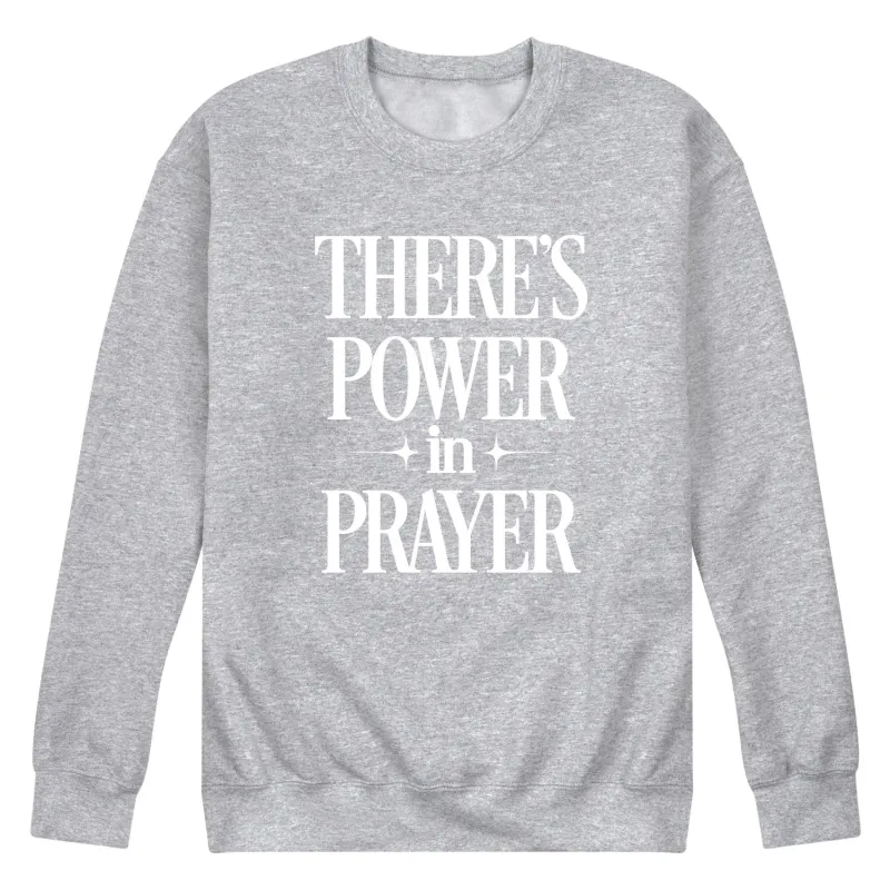 Instant Message - There's Power In Prayer - Men's Long Sleeve Crew Fleece Sweatshirt sold by Zulily