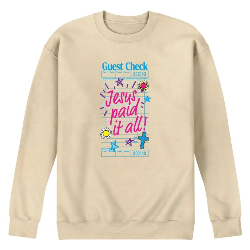 Instant Message - Jesus Paid It All  - Men's Long Sleeve Crew Fleece Sweatshirt sold by Zulily