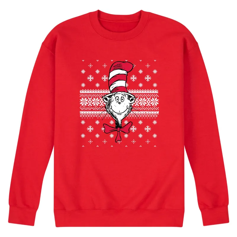 Dr. Seuss - Cat In Hat Sweater - Men's Long Sleeve Crew Fleece Sweatshirt sold by Zulily
