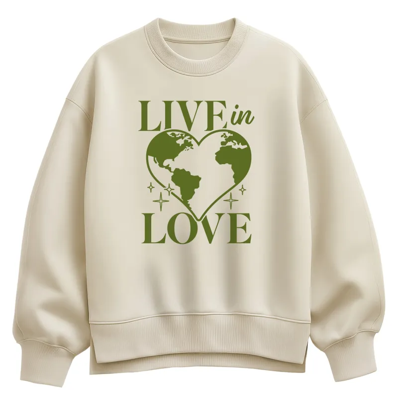 Instant Message - Live In Love - Ladies Fleece Oversized Crew Sweatshirt sold by Zulily