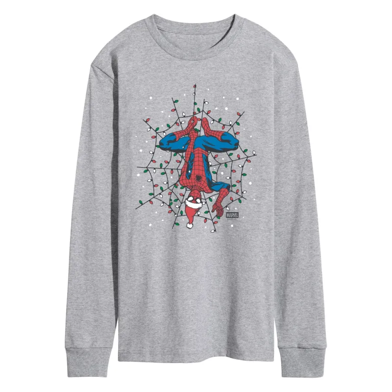 Marvel - Holiday Lights Spider Man - Men's Long Sleeve Graphic T-Shirt sold by Zulily