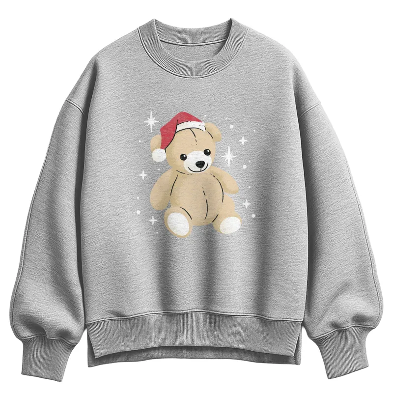 Instant Message - Christmas Teddy Bear - Ladies Oversized Fleece Crew Sweatshirt sold by Zulily
