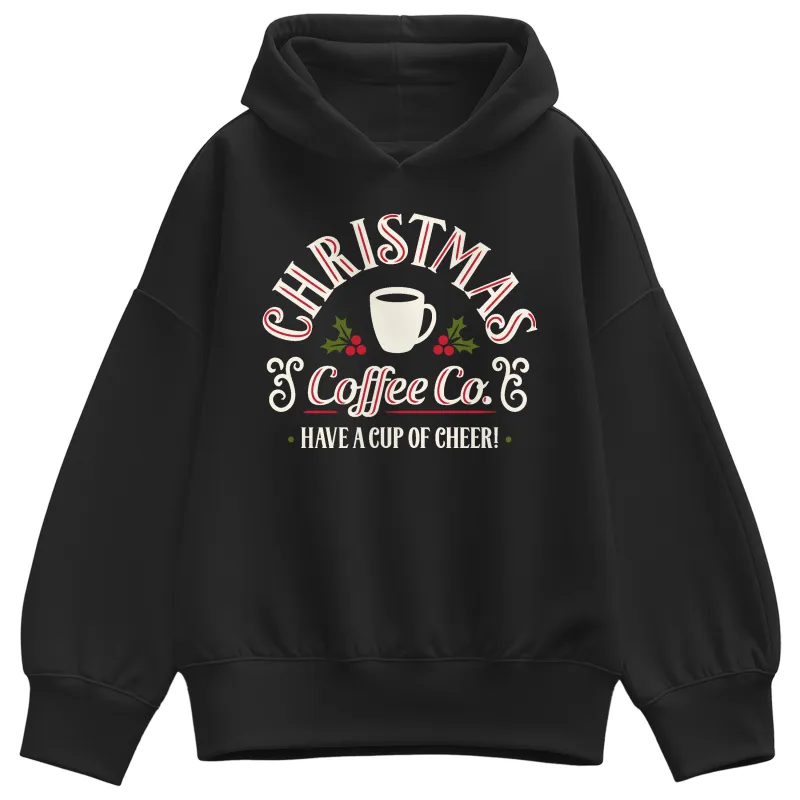 Instant Message - Christmas Coffee Co - Ladies Oversized Fleece Hoodie Sweatshirt sold by Zulily