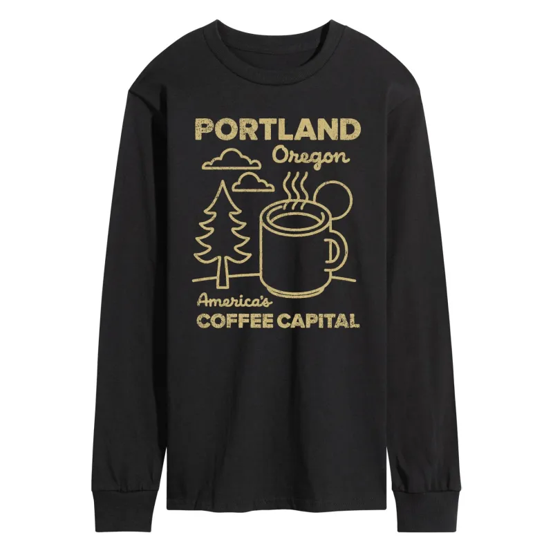 Instant Message - Portland Coffee - Men's Long Sleeve Graphic T-Shirt sold by Zulily