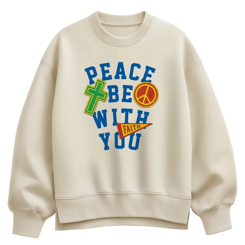 Instant Message - Peace Be With You - Ladies Oversized Fleece Crew Sweatshirt sold by Zulily