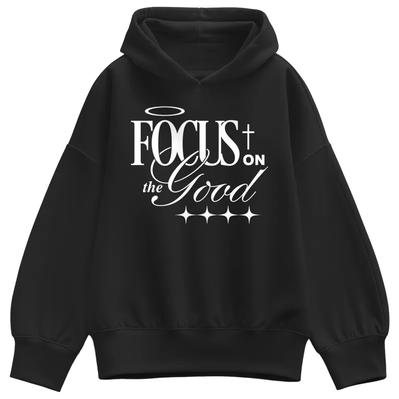 Instant Message - Focus On The Good - Ladies Oversized Fleece Hoodie Sweatshirt sold by Zulily