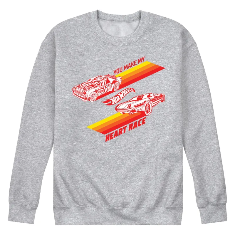 Hot Wheels - Valentine's You Make My Heart Race - Men's Crew Neck Fleece Pullover sold by Zulily