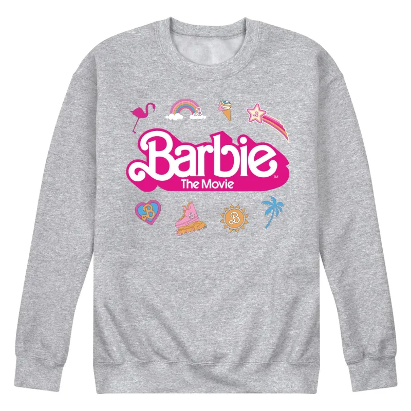 Barbie the Movie - Movie Logo Icons -  Men's Crew Neck Fleece Pullover sold by Zulily