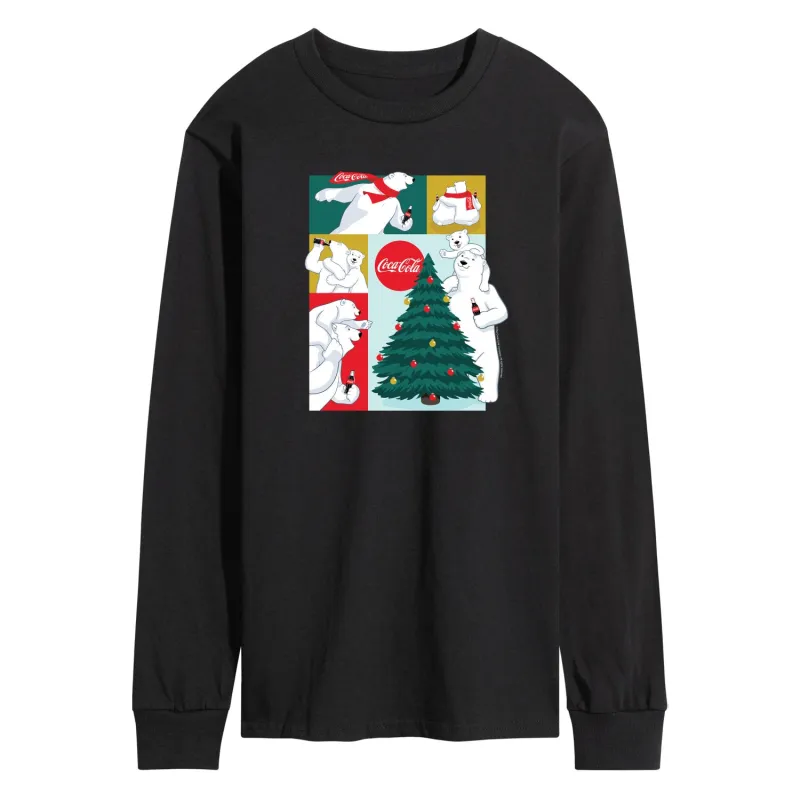 Coca-Cola - Coca Cola Bears Grid - Men's Long Sleeve Graphic T-shirt made by Coca-Cola