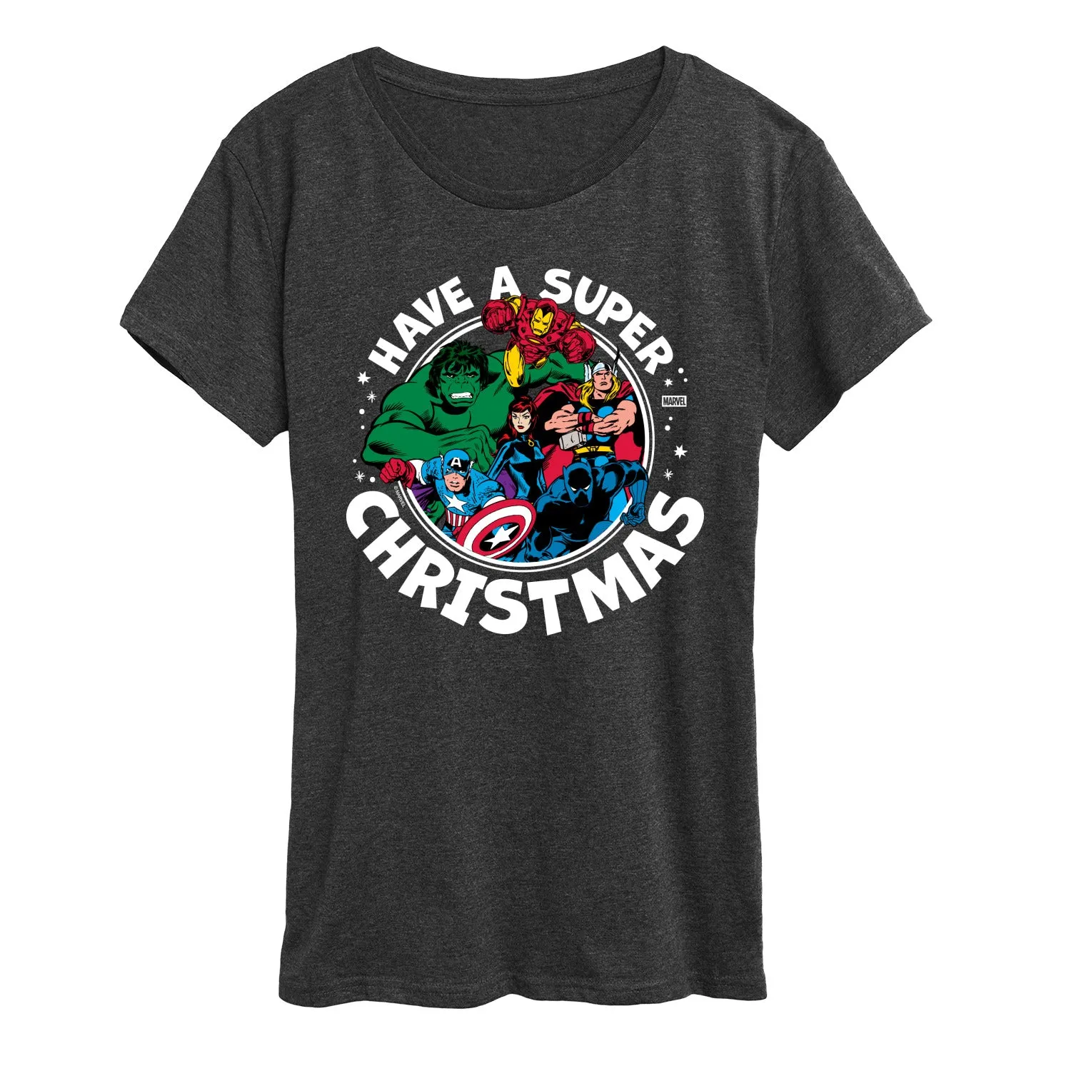 Marvel - Have A Super Christmas Avengers - Women's Short Sleeve Graphic T-Shirt sold by Zulily product image thumbnail 4