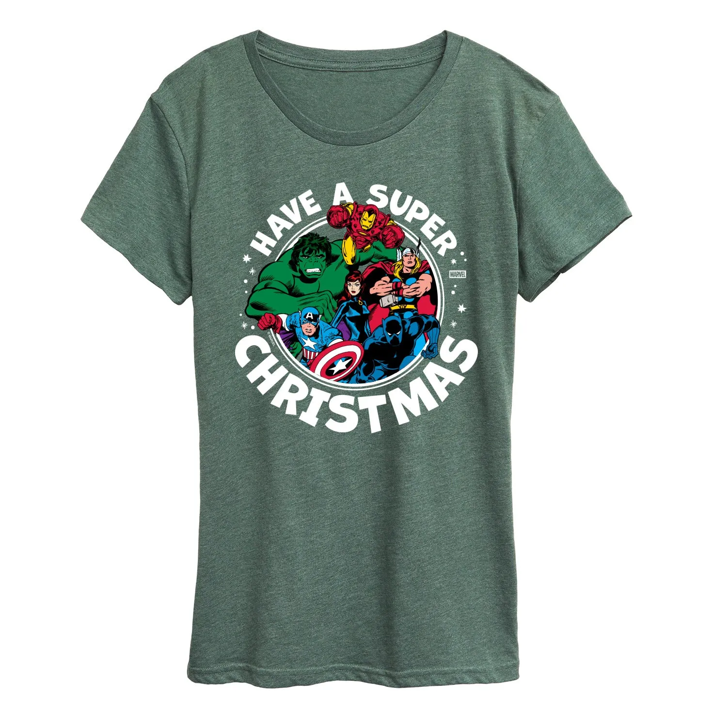 Marvel - Have A Super Christmas Avengers - Women's Short Sleeve Graphic T-Shirt sold by Zulily product image thumbnail 5