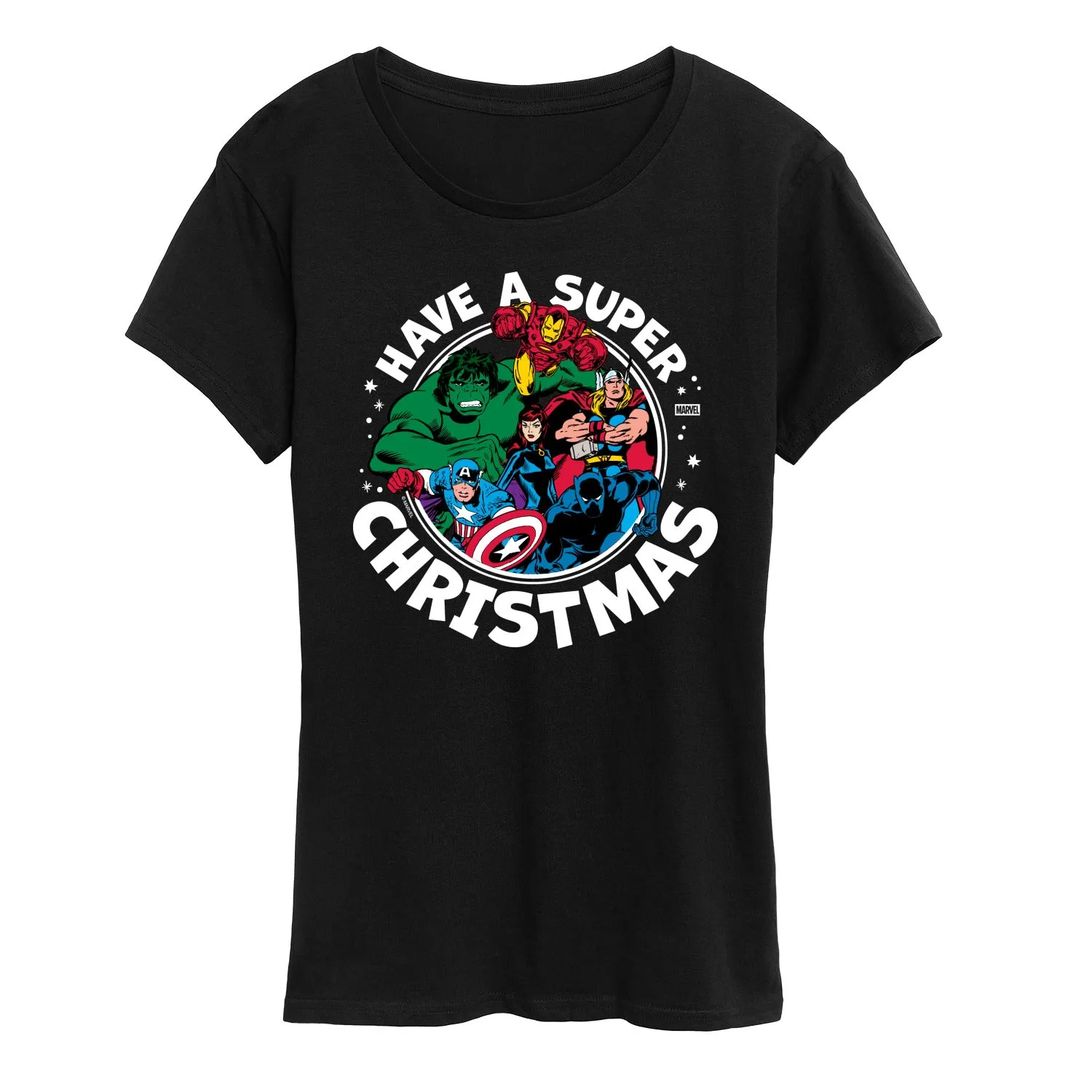 Marvel - Have A Super Christmas Avengers - Women's Short Sleeve Graphic T-Shirt sold by Zulily product image thumbnail 2