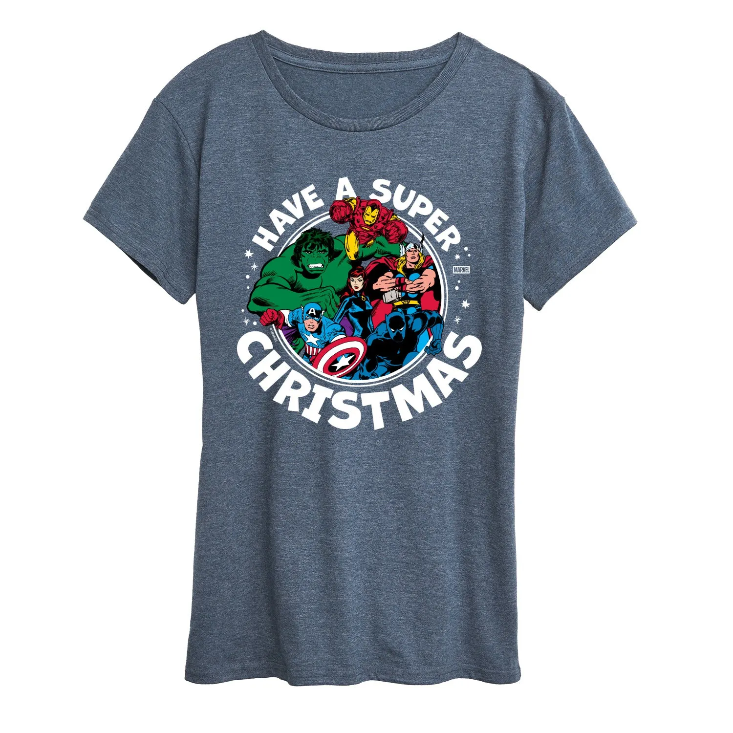 Marvel - Have A Super Christmas Avengers - Women's Short Sleeve Graphic T-Shirt sold by Zulily product image thumbnail 3