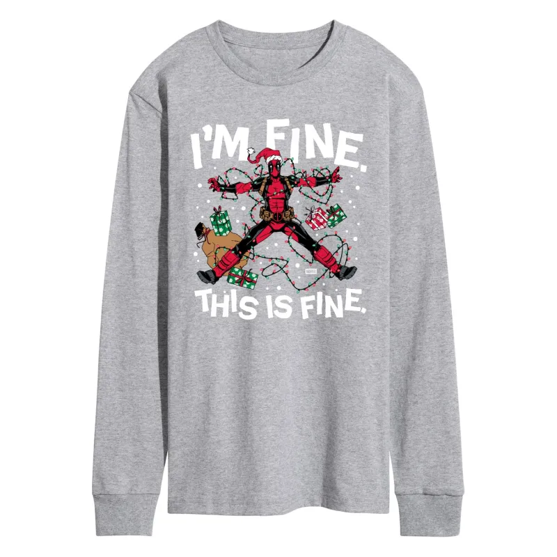 Marvel - Im Fine Deadpool - Men's Long Sleeve Graphic T-Shirt sold by Zulily