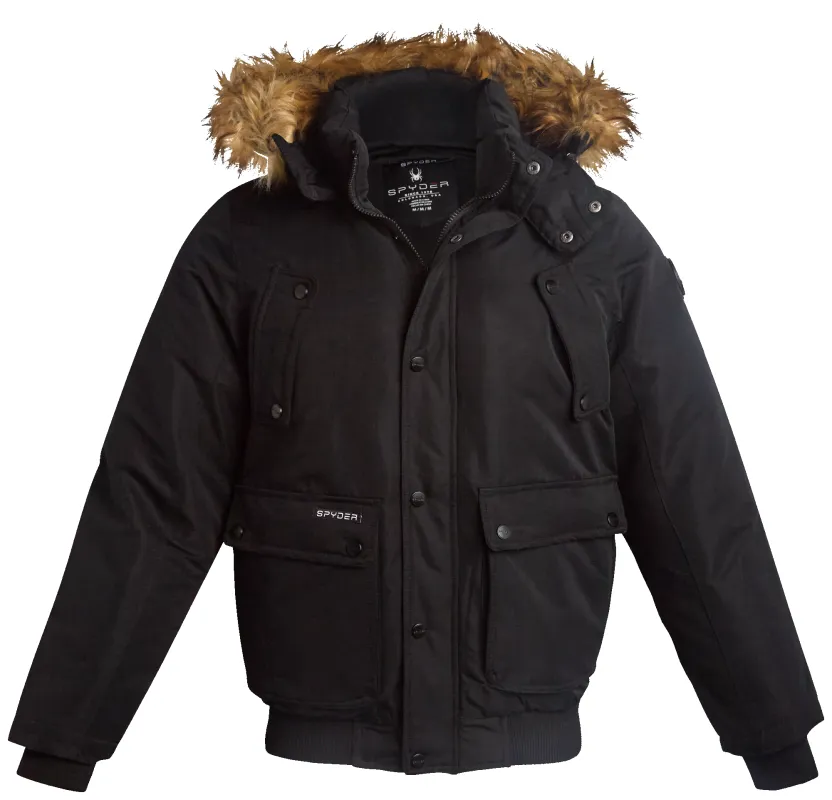 Spyder Men's Parka Jacket with Fur - Black sold by Zulily