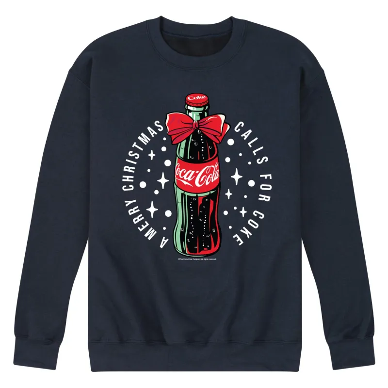 Coca-Cola - A Merry Christmas Calls for Coke - Men's Long Sleeve Crew Fleece Sweatshirt made by Coca-Cola