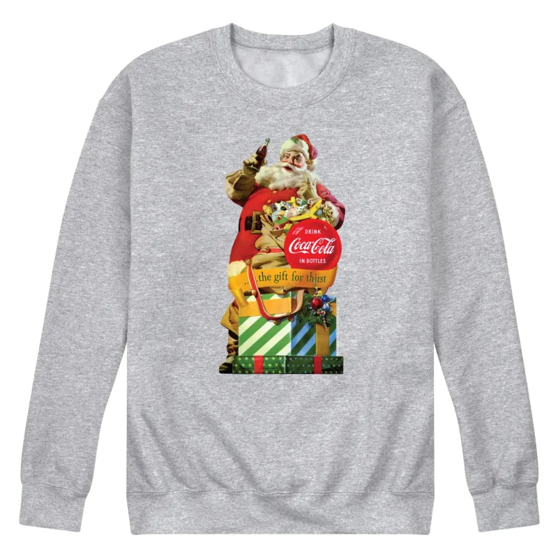 Coca-Cola - Vintage Santa Gift for Thirst - Men's Long Sleeve Crew Fleece Sweatshirt made by Coca-Cola