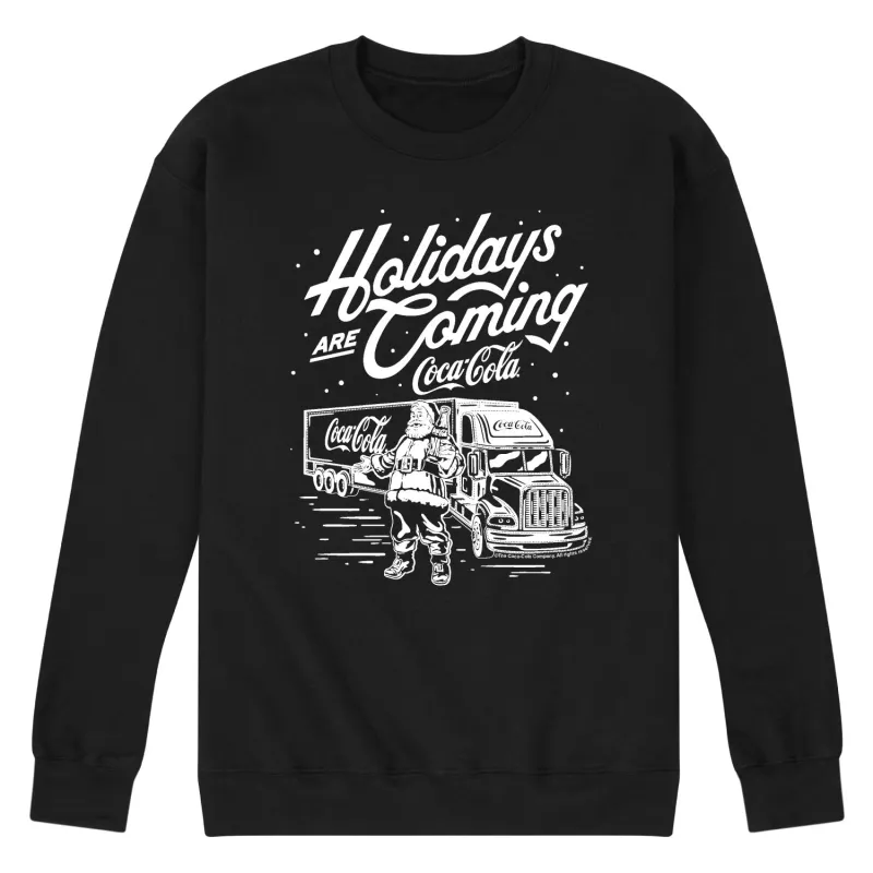 Coca-Cola - Holidays are Coming Truck - Men's Long Sleeve Crew Fleece Sweatshirt made by Coca-Cola