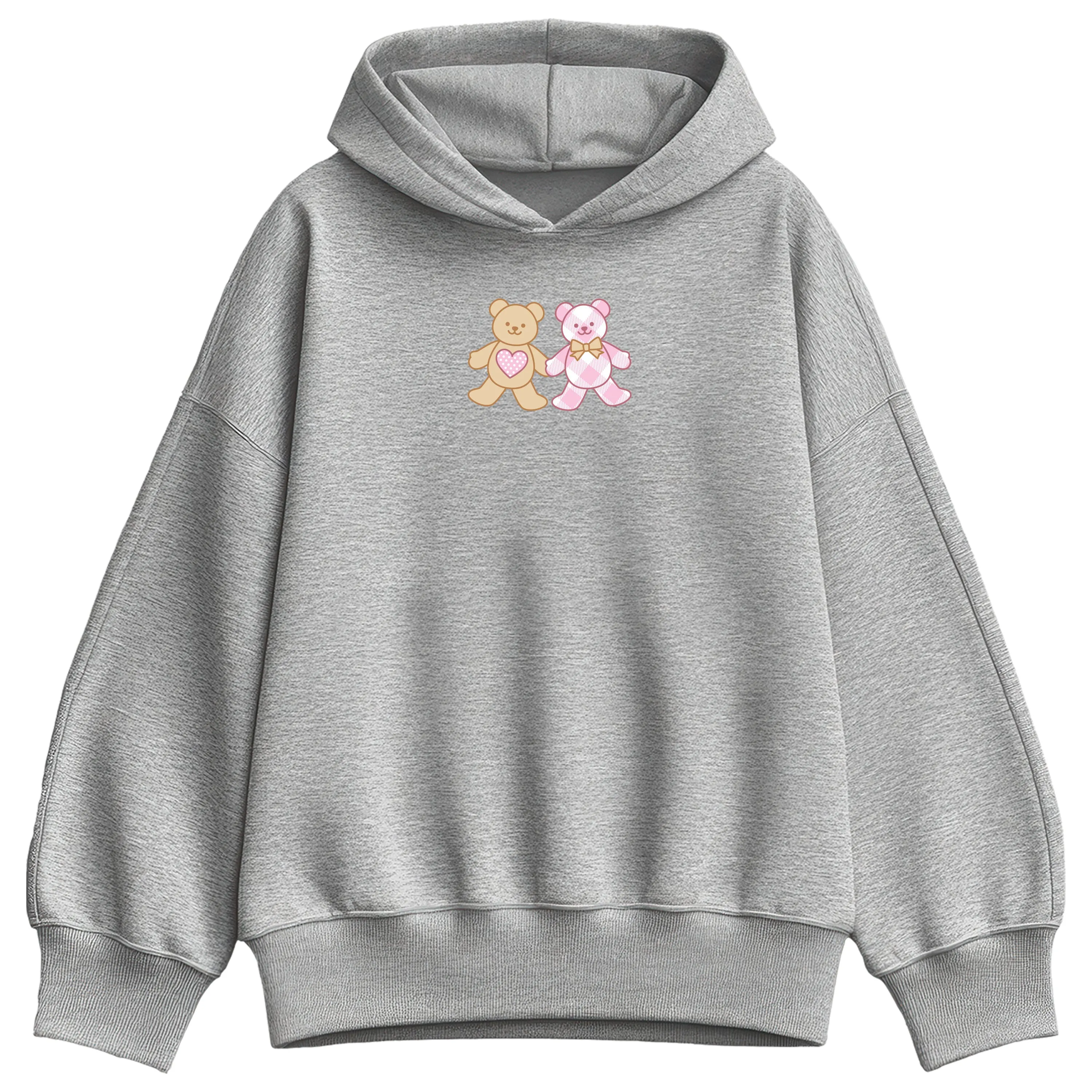 Instant Message - Bear Patches - Ladies Oversized Fleece Hoodie Sweatshirt sold by Zulily