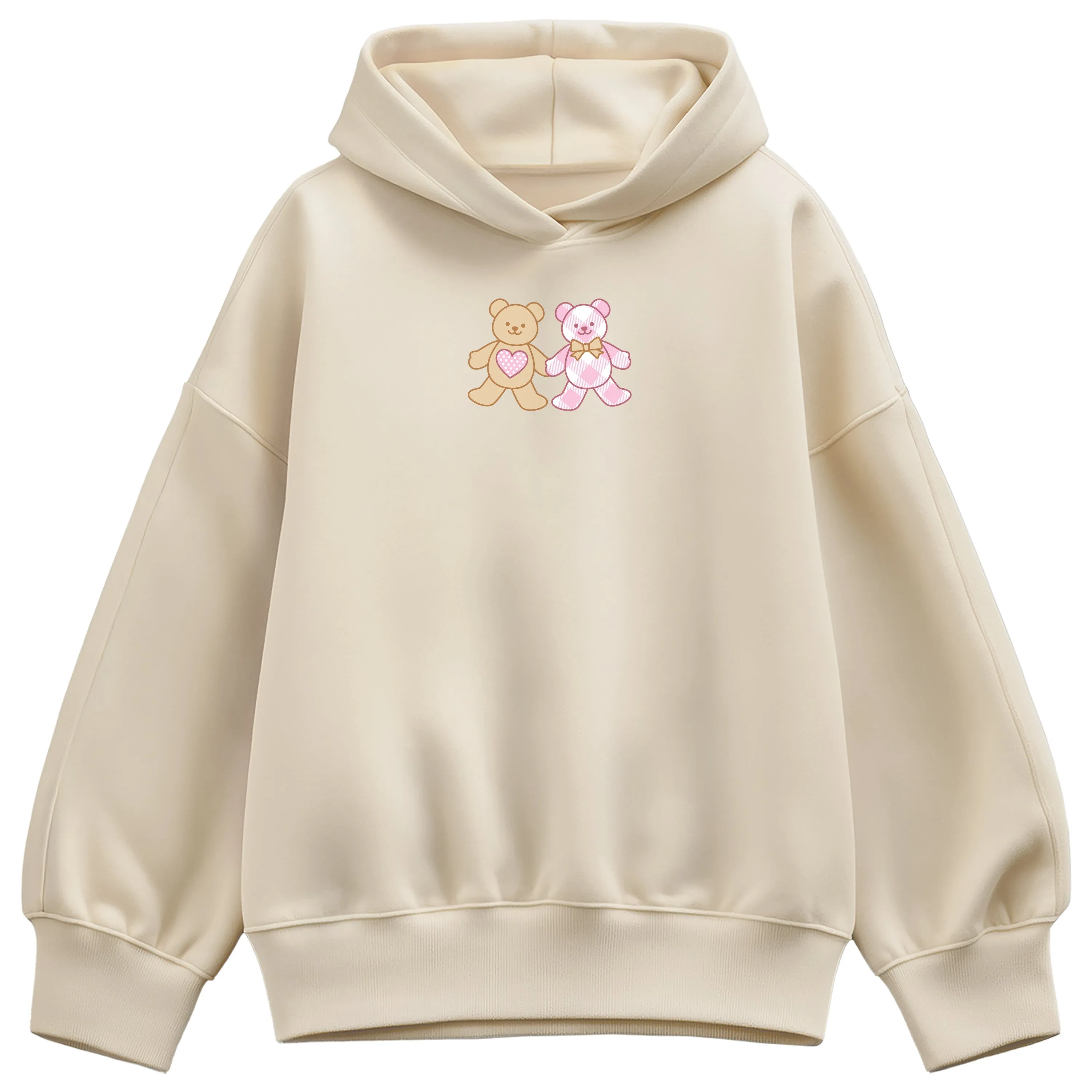 Instant Message - Bear Patches - Ladies Oversized Fleece Hoodie Sweatshirt sold by Zulily product image thumbnail 2
