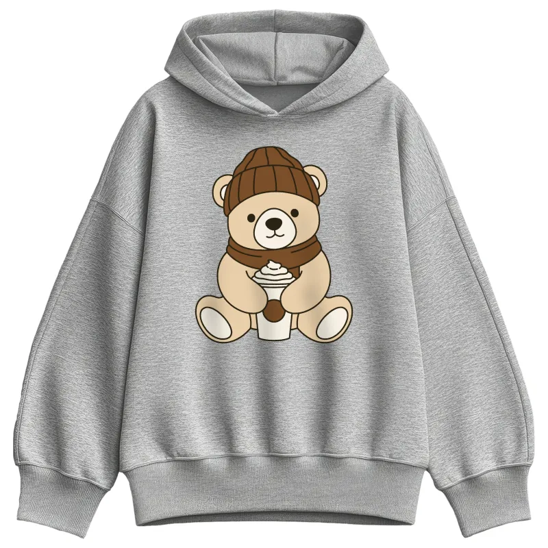 Instant Message - Coffee Bear - Ladies Oversized Fleece Hoodie Sweatshirt sold by Zulily