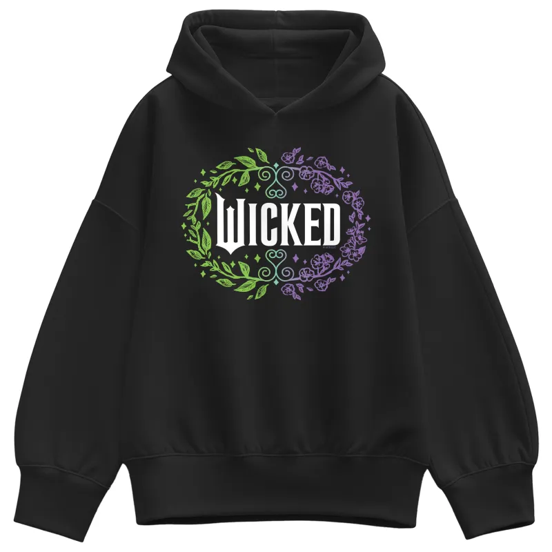 Wicked - Floral Wicked Logo - Ladies Oversized Fleece Hoodie Sweatshirt sold by Zulily