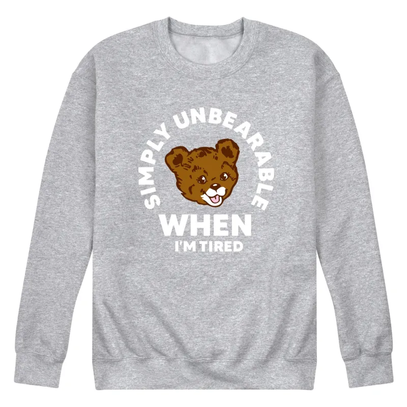Instant Message - Tired Simply Unbearable - Men's Long Sleeve Crew Fleece Sweatshirt sold by Zulily
