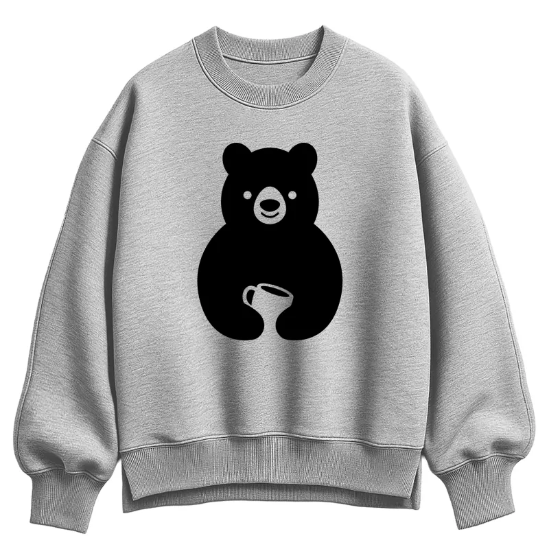 Instant Message - Coffee Bear - Ladies Oversized Fleece Crew Sweatshirt sold by Zulily