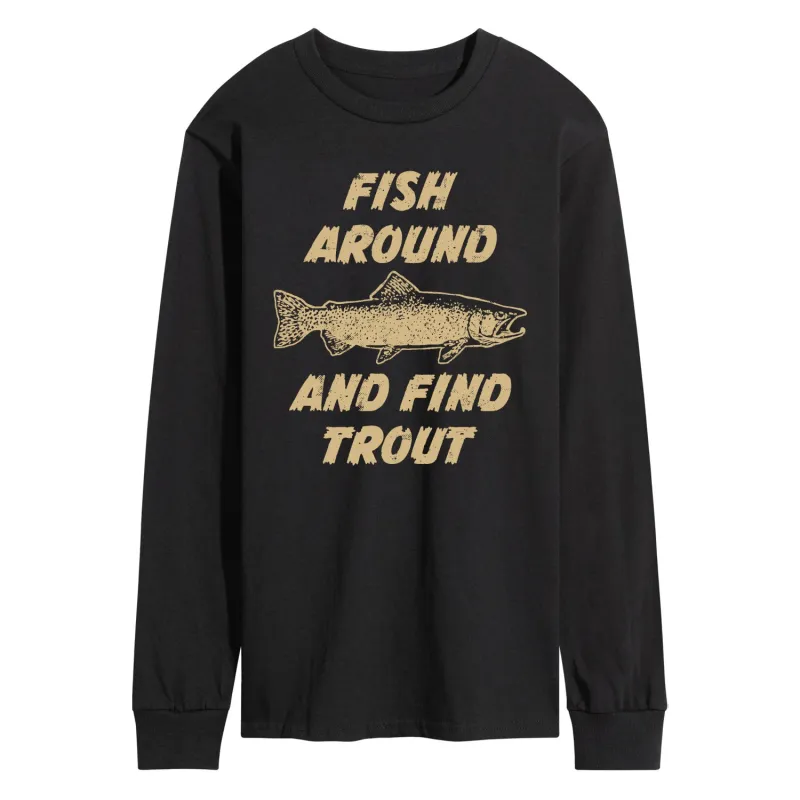 Instant Message - Fish Around - Men's Long Sleeve Graphic T-Shirt sold by Zulily