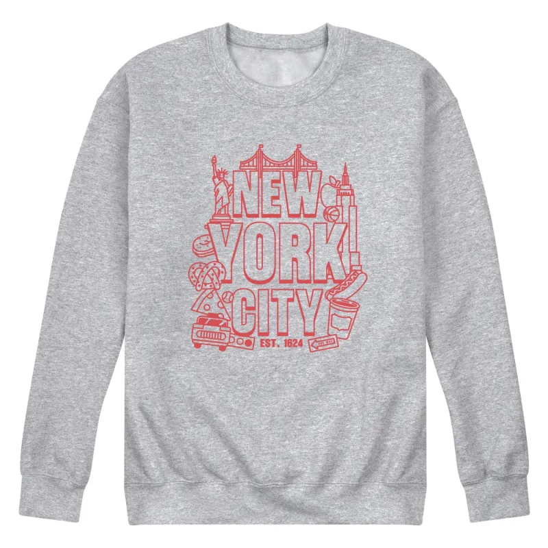 Instant Message - New York City Icons - Men's Long Sleeve Crew Fleece Sweatshirt made by Zulily