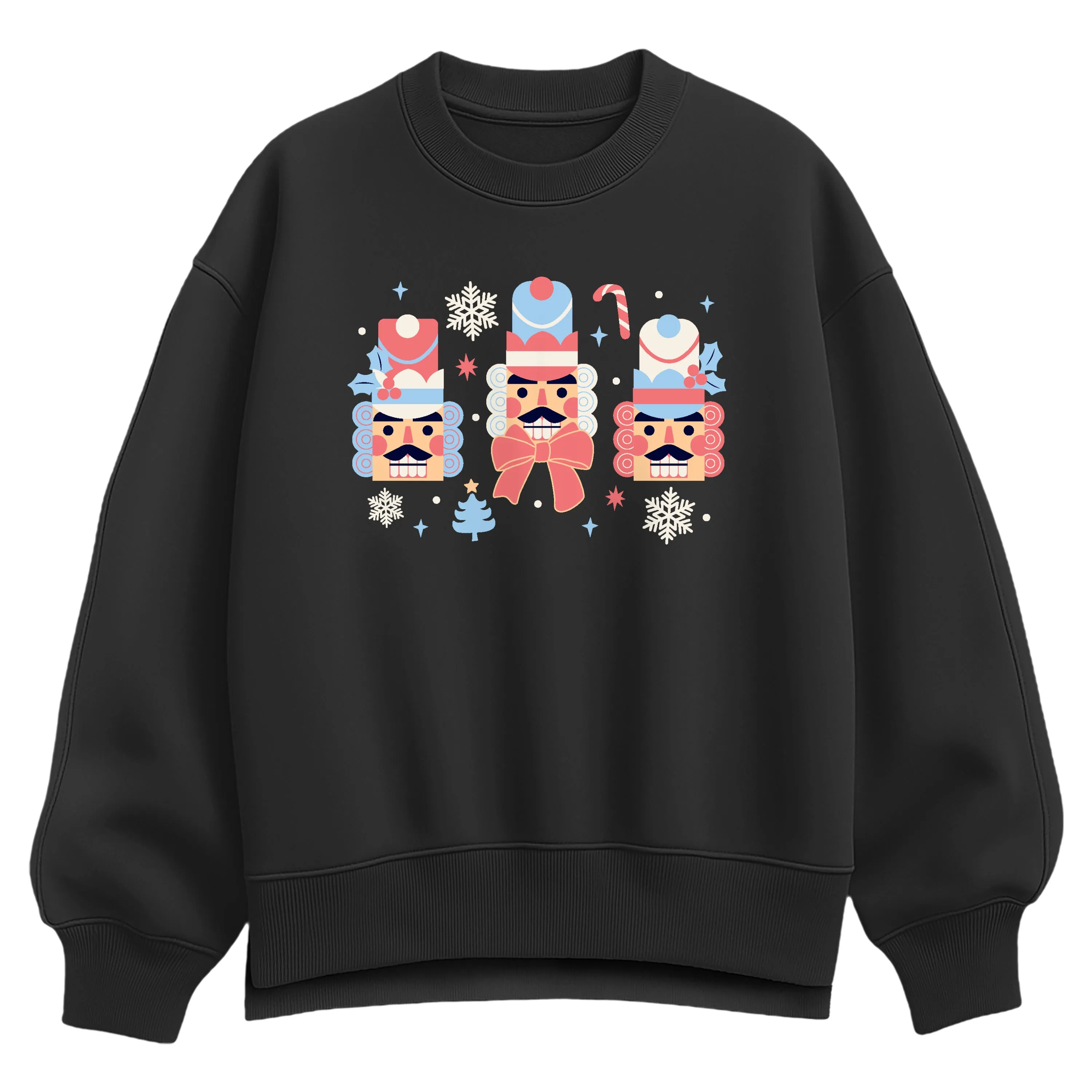 Instant Message - Winter Nutcracker Heads - Ladies Oversized Fleece Crew Sweatshirt sold by Zulily