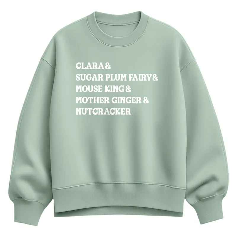 Instant Message - Nutcracker Characters - Ladies Oversized Fleece Crew Sweatshirt sold by Zulily