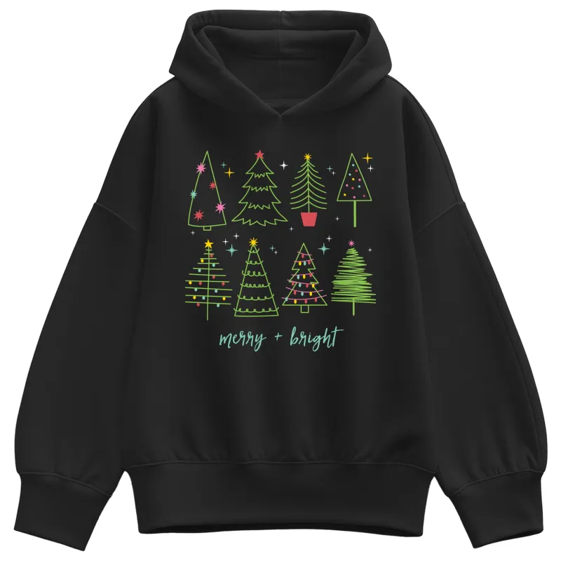 Instant Message - Christmas Trees - Ladies Oversized Fleece Hoodie Sweatshirt sold by Zulily