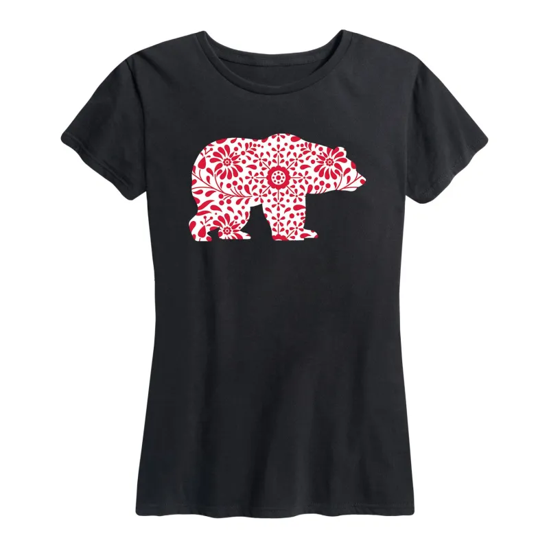 Instant Message - Scandinavian Pattern Bear - Women's Short Sleeve Graphic T-shirt sold by Zulily