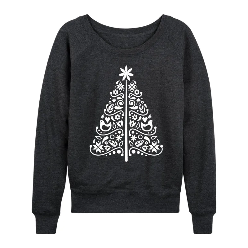 Instant Message - Scandinavian Christmas Tree Simple - Women's French Terry Long Sleeve Pullover sold by Zulily