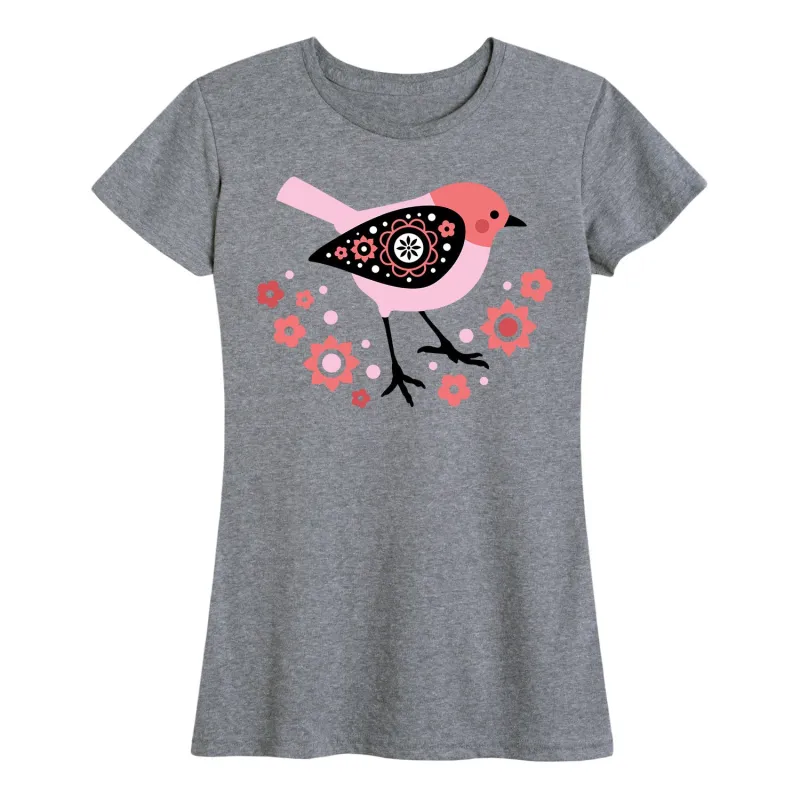 Instant Message - Scandinavian Sparrow Bird - Women's Short Sleeve Graphic T-shirt sold by Zulily