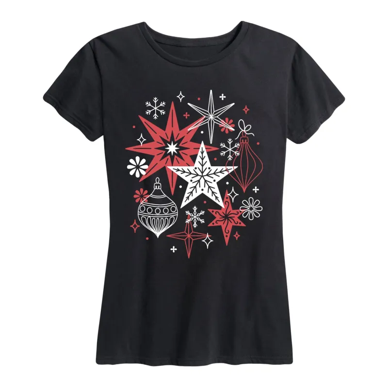 Instant Message - Scandinavian Stars Ornaments - Women's Short Sleeve Graphic T-shirt made by Zulily