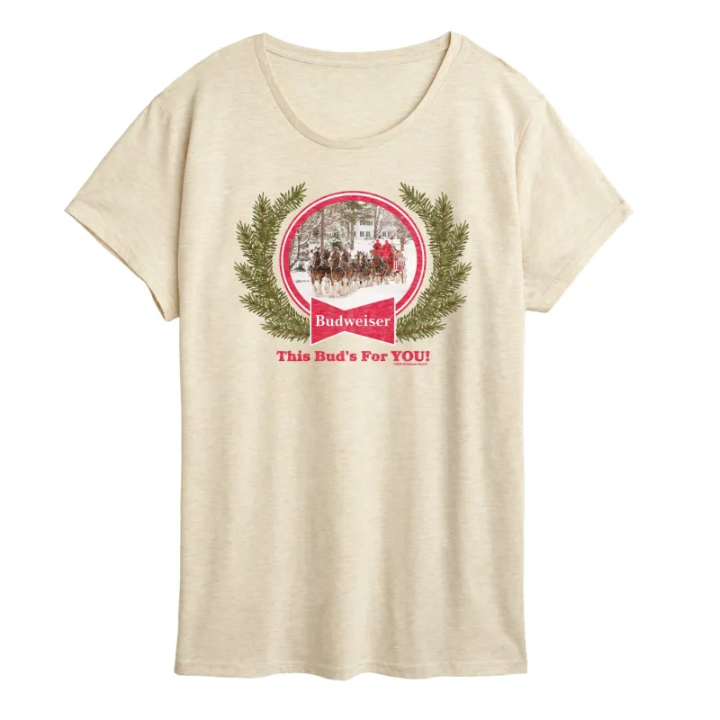 Budweiser - Bud Holiday Clydesdales - Women's Short Sleeve Graphic T-Shirt made by Budweiser