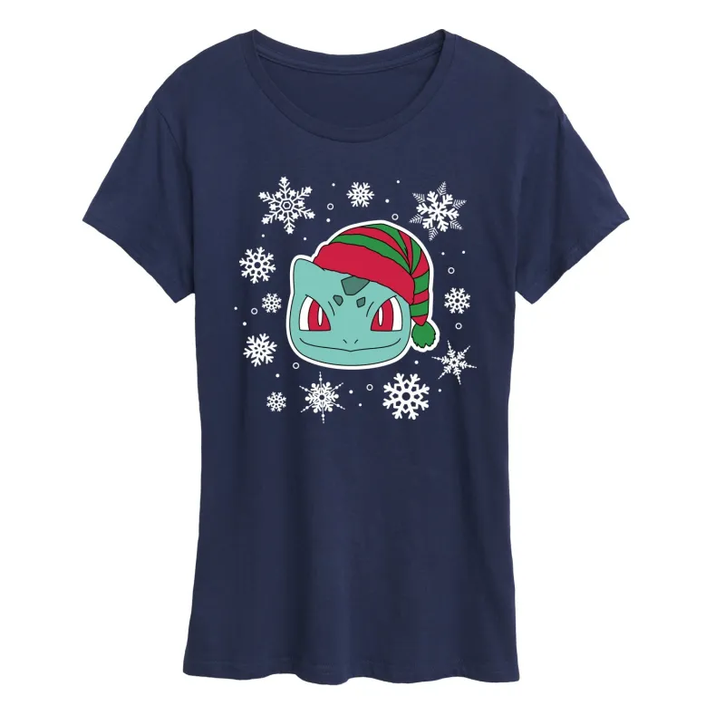 Pokémon - Bulbasaur Snowflakes - Women's Short Sleeve Graphic T-Shirt sold by Zulily