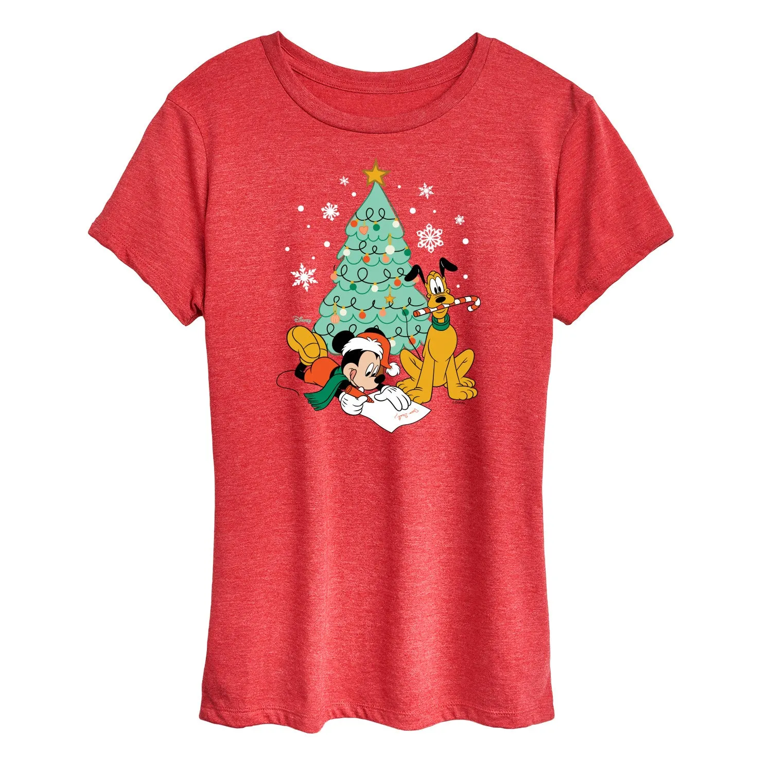 Disney - Mickey And Pluto Xmas Tree - Women's Short Sleeve Graphic T-Shirt sold by Zulily product image thumbnail 3