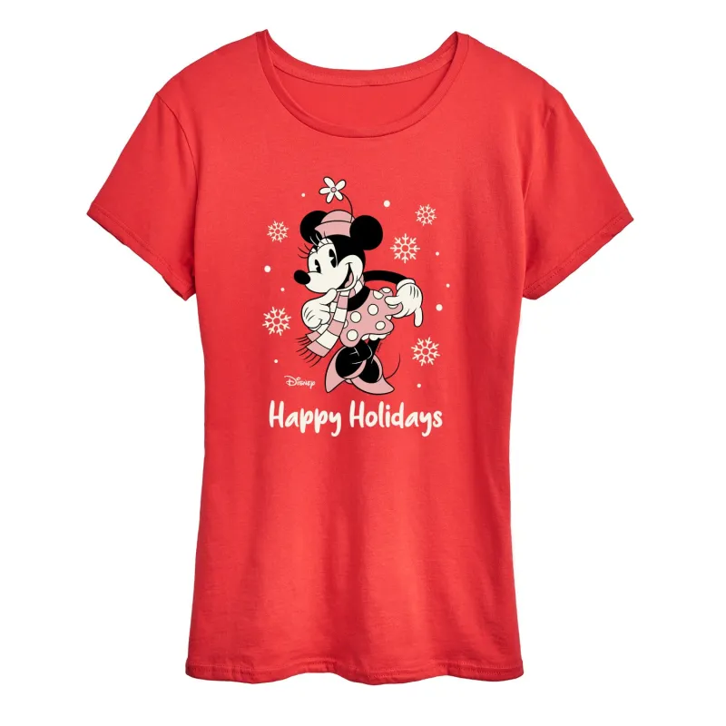 Disney - Minnie Happy Holidays - Women's Short Sleeve Graphic T-Shirt sold by Zulily